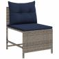 Preview: Outdoor-Sofa-Set Grau und Marineblau Rattan mit Metallrahmen