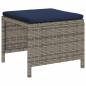 Preview: Outdoor-Sofa-Set Grau und Marineblau Rattan mit Metallrahmen