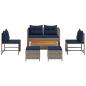 Preview: Outdoor-Sofa-Set Grau und Marineblau Rattan mit Metallrahmen