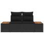 Preview: Gartensofa 2-Sitzer mit Kissen Schwarz Poly Rattan
