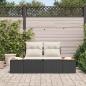 Preview: Gartensofa 2-Sitzer mit Stauraum und Kissen Schwarz Poly Rattan
