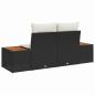 Preview: Gartensofa 2-Sitzer mit Stauraum und Kissen Schwarz Poly Rattan