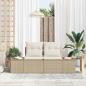 Preview: Gartensofa 2-Sitzer mit Stauraum und Kissen Beige Poly Rattan
