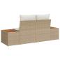 Preview: Gartensofa 2-Sitzer mit Stauraum und Kissen Beige Poly Rattan