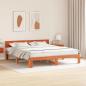 Preview: Bettgestell mit Kopfteil Gewachstes Braun 200x200 cm Massivholz Kiefer