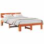 Preview: Bettgestell mit Kopfteil Wachsbraun 135x190 cm Massivholz Kiefer
