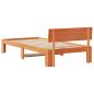 Preview: Bettgestell mit Kopfteil Wachsbraun 75x190 cm Massivholz Kiefer