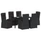 Preview: 7-teiliges Garten-Essset mit Kissen, schwarzes Poly-Rattan