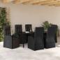 Preview: 7-teiliges Garten-Essset mit Kissen, schwarzes Poly-Rattan