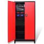 Preview: Werkzeugschrank mit Werkzeugtruhe Stahl 90x40x180cm Rot Schwarz
