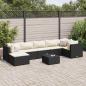 Preview: ARDEBO.de - 8-tlg. Garten-Lounge-Set mit Kissen Schwarz Poly Rattan