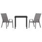 Preview: Garten Essgruppe 3 pcs Grau und Schwarz
