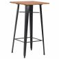 Preview: ARDEBO.de - Bartisch Schwarz 60×60×108 cm Kiefer Massivholz und Stahl