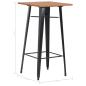 Preview: Bartisch Schwarz 60×60×108 cm Kiefer Massivholz und Stahl