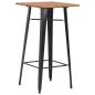 Preview: Bartisch Schwarz 60×60×108 cm Kiefer Massivholz und Stahl