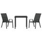 Preview: 3-teilige Garten-Dining-Set Schwarz Textilene und Stahl