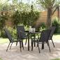 Preview: ARDEBO.de - 5-teiliges Garten Esstisch Set Schwarz Textilene und Stahl