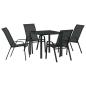 Preview: 5-teiliges Garten Esstisch Set Schwarz Textilene und Stahl
