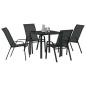 Preview: 5-teiliges Garten Esstisch Set Schwarz Textilene und Stahl