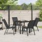 Preview: 5-teiliges Garten Esstisch Set Schwarz Textilene und Stahl