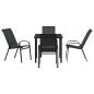 Preview: 5-teiliges Garten Esstisch Set Schwarz Textilene und Stahl