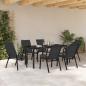 Preview: 7-teiliges Garten-Esstischset Schwarz Textilene und Stahl