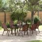 Preview: ARDEBO.de - 7-teiliges Garten Esszimmer Set Braun Textilene und Stahl