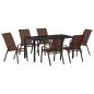 Preview: 7-teiliges Garten Esszimmer Set Braun Textilene und Stahl