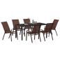 Preview: 7-teiliges Garten Esszimmer Set Braun Textilene und Stahl