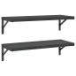 Preview: Wandregale 2 Stk. 75x30 cm Schwarz Edelstahl