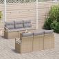 Preview: ARDEBO.de - 7-tlg. Garten-Sofagarnitur mit Kissen Beige Poly Rattan
