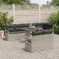 Preview: 9-tlg. Garten-Sofagarnitur mit Kissen Hellgrau Poly Rattan