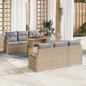 Preview: ARDEBO.de - 7-teiliges Garten-Sofa-Set mit Kissen Beige Poly Rattan Akazie