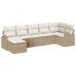 Preview: ARDEBO.de - 7-teiliges Gartensofa-Set mit Kissen, Beige Poly Rattan