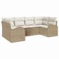 Preview: 6-teiliges Garten Sofaset mit Kissen Beige Poly Rattan