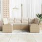 Preview: 6-teiliges Garten Sofaset mit Kissen Beige Poly Rattan