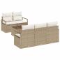 Preview: 6-teiliges Garten-Sofaset mit Kissen Beige Poly-Rattan