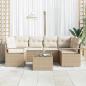 Preview: 7-teiliges Garten-Sofa-Set mit Kissen, Beige, Poly-Rattan