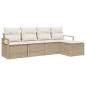 Preview: 5-Teiliges Garten-Sofa-Set mit Kissen Beige Poly Rattan
