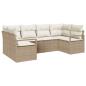 Preview: 6-teiliges Garten Sofa Set mit Kissen Beige Poly Rattan