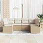 Preview: 6-teiliges Garten Sofa Set mit Kissen Beige Poly Rattan