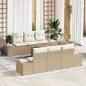 Preview: ARDEBO.de - 7-teiliges Garten Sofa Set mit Kissen Beige Poly Rattan