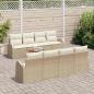 Preview: 9-tlg. Garten-Sofagarnitur mit Kissen Beige Poly Rattan