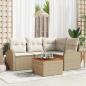 Preview: ARDEBO.de - 5-teilige Garten Sofagarnitur mit Kissen Beige Poly Rattan Akazie
