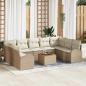 Preview: ARDEBO.de - 10-teiliges Garten Sofa Set mit Kissen Beige Poly Rattan Akazie