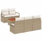 Preview: 6-teilige Garten Sofa Set mit Kissen Beige Poly Rattan Akazie