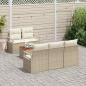 Preview: 6-teilige Garten Sofa Set mit Kissen Beige Poly Rattan Akazie