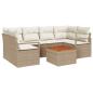 Preview: 7-teiliges Garten-Sofa-Set mit Kissen Beige Poly-Rattan Akazie