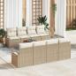 Preview: ARDEBO.de - 9-teiliges Garten Sofa Set mit Kissen Beige Poly Rattan Akazie