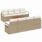 Preview: 9-teiliges Garten Sofa Set mit Kissen Beige Poly Rattan Akazie